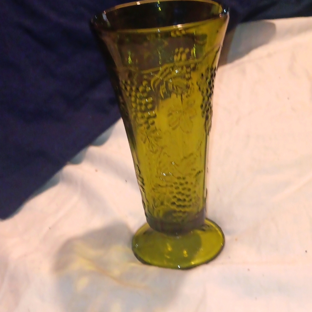 Green glass vase